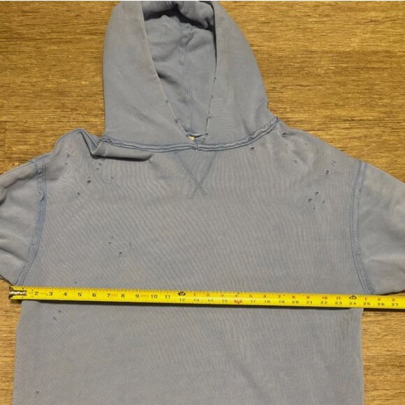 Free People Distressed Hoodie Pullover Slouchy Blue Womens M - Picture 7 of 8